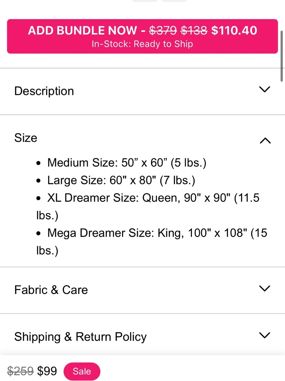 Comfrt Dreamer Blanket in Pink NEW Medium